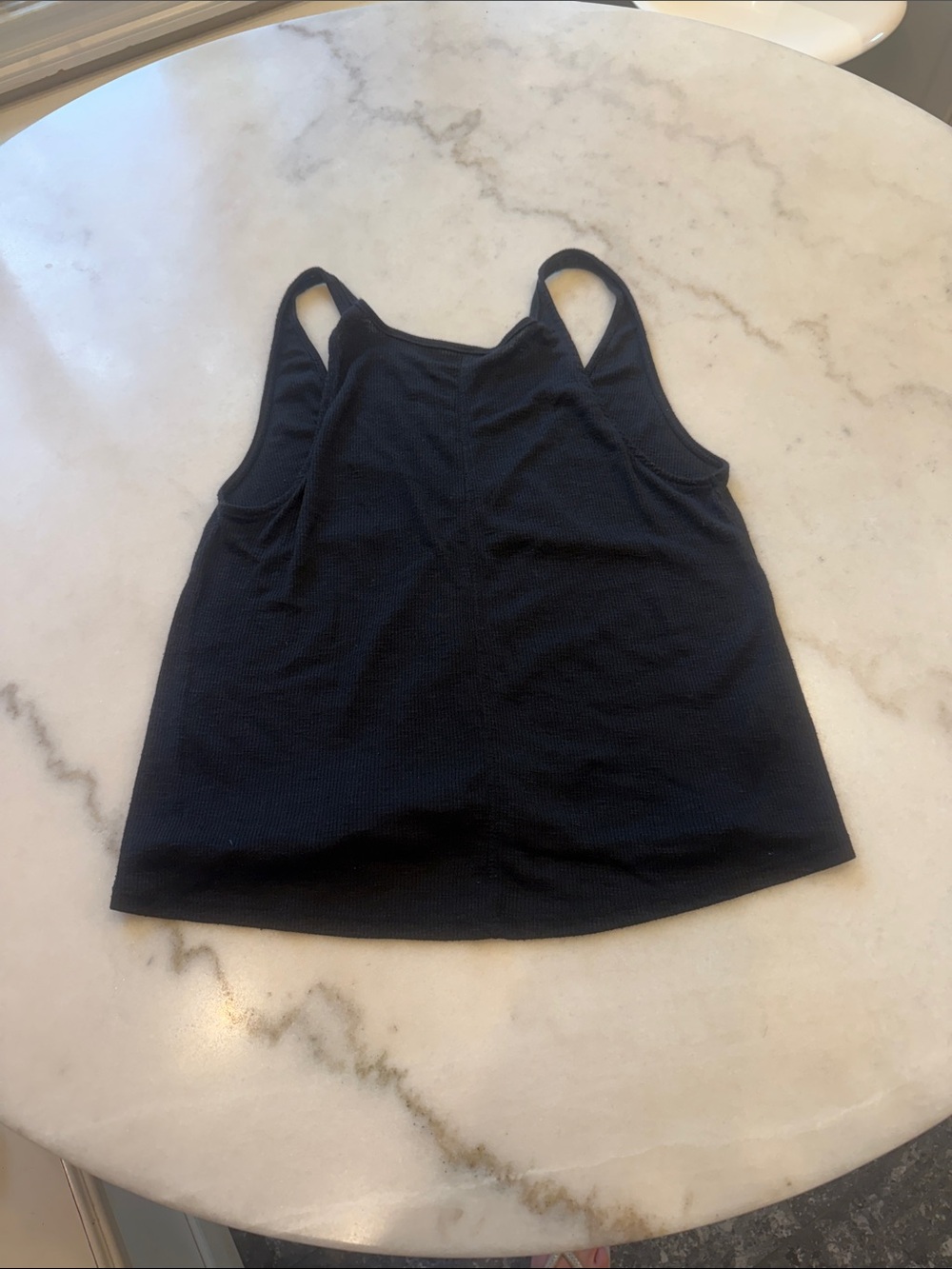 Free People Black Ribbed Tank Top with low V back